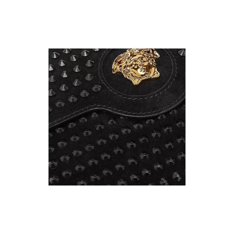 VERSACE La Medusa Calfskin Envelope Bag Clutches Small Size Women's Black-4
