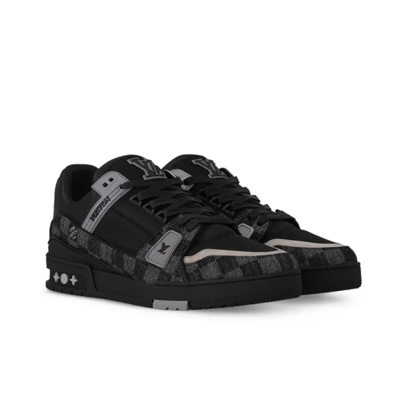 LOUIS VUITTON Trainer Abrasion Resistant Breathable Low Top Skateboard Shoes Unisex Black-2