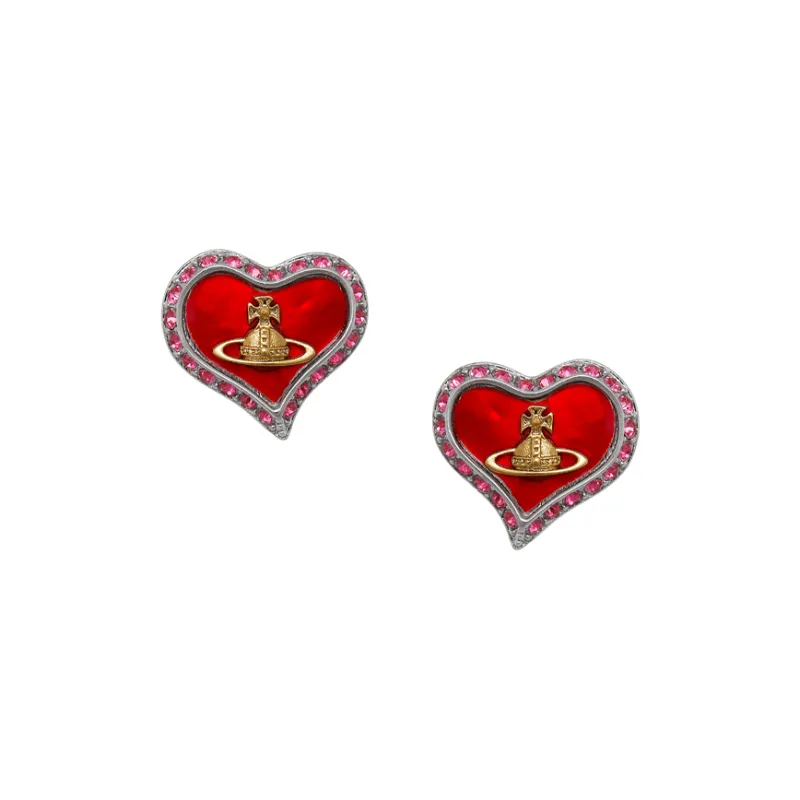 Vivienne Westwood Orb Heart-Shaped Embellished Earrings-0