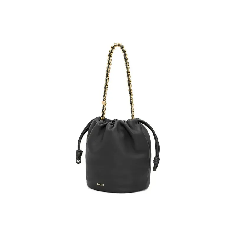 LOEWE Flamenco Sheepskin Bucket Bag Handbag Shoulder Bag Crossbody Bag Women's Black-5