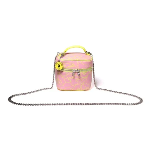 A BATHING APE Synthetic Leather Makeup Crossbody Bag Tubas Women's Pink/Sax Blue