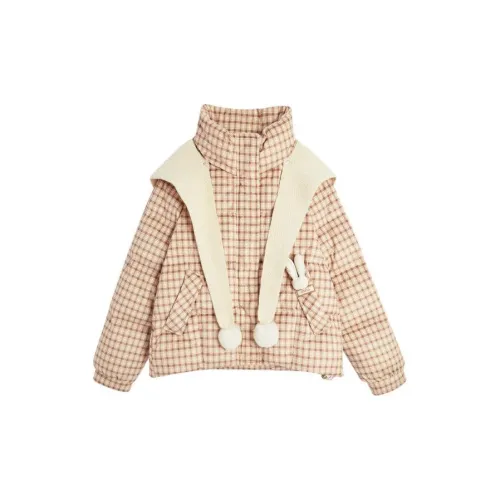 Love to serve Down Jackets Women's Apricot Coffee Check