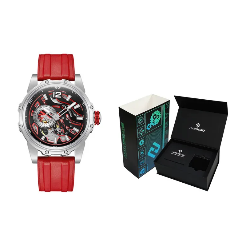 HANBORO Hollow Series Automatic Mechanical Movement Watch Men's Watches Cut-Out Dial HBR88853-BRR-1