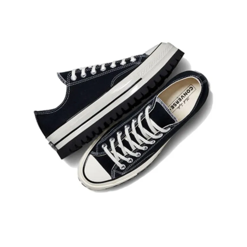 Converse Chuck 70 Lugged Anti Slip Wear Resistant Low Top Canvas Shoes Unisex Black White-4