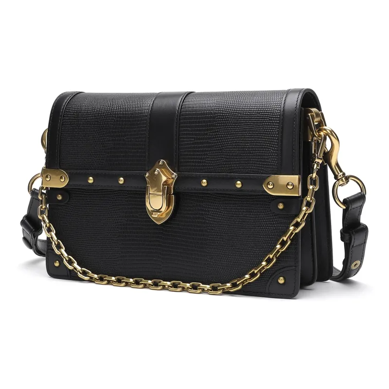 Satchi Cow Leather Small Square Bag Crossbody Bag Shoulder Bag Regular Women's Black Khaki-1