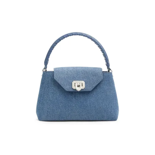 CHARLES&KEITH Fabric Handbag Medium Size Women's Dark Denim Blue