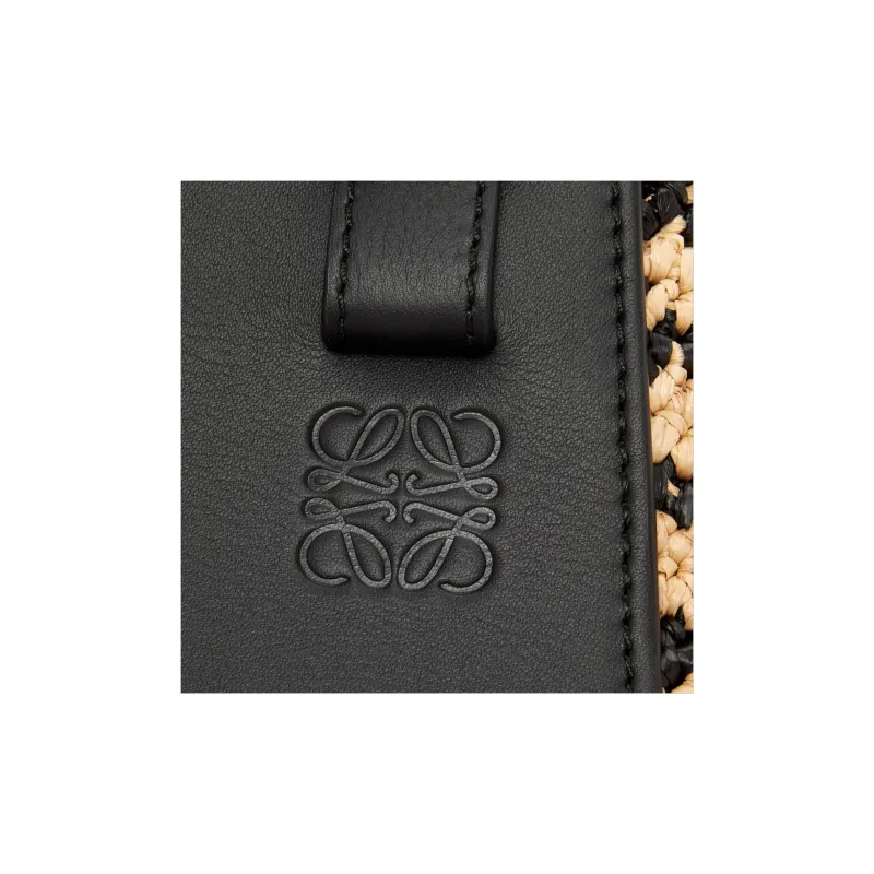 LOEWE Raffia With Calfskin Hammock Bag, Handbag, Shoulder Bag, Crossbody Bag Women's Black & Natural-5