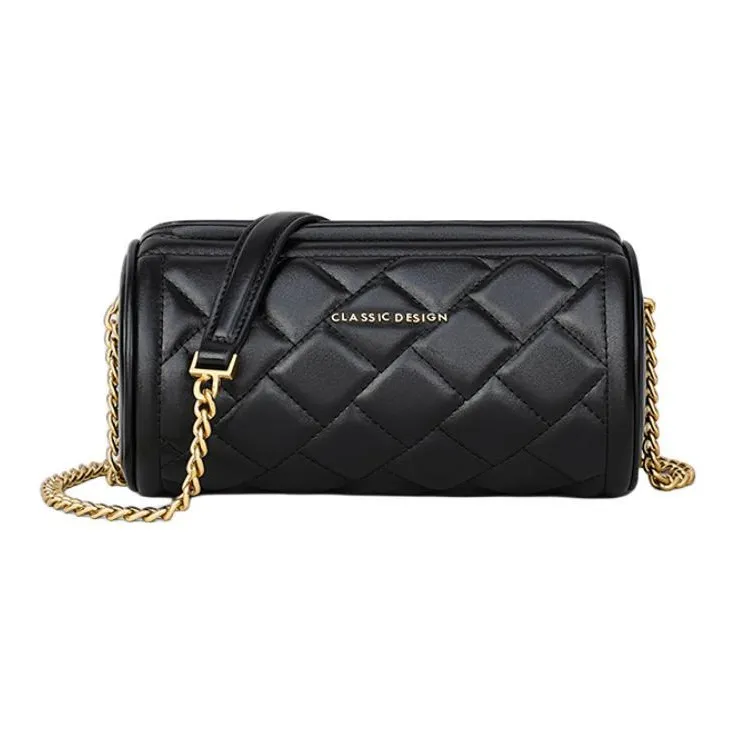PT'SON Cow Leather With Synthetic Leather Shoulder Bag Women's Elegant Black-1