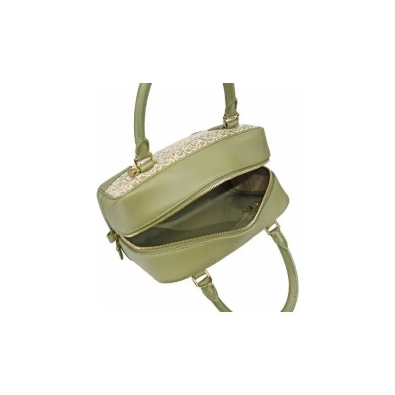 LOEWE Anagram Fabric With Calfskin Shoulder Bag, Crossbody Bag, Handbag Women's Green-4