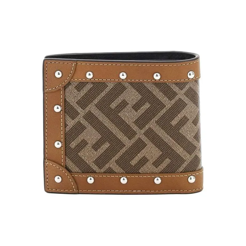 FENDI Coated Canvas With Leather Wallet Men's Brown-3