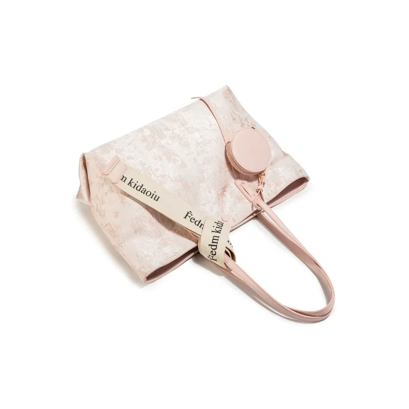 MACKJANICE Polyurethane With Synthetic Leather Tote Bag, Shopping Bag, Shoulder Bag Women's Embroidery Powder-3
