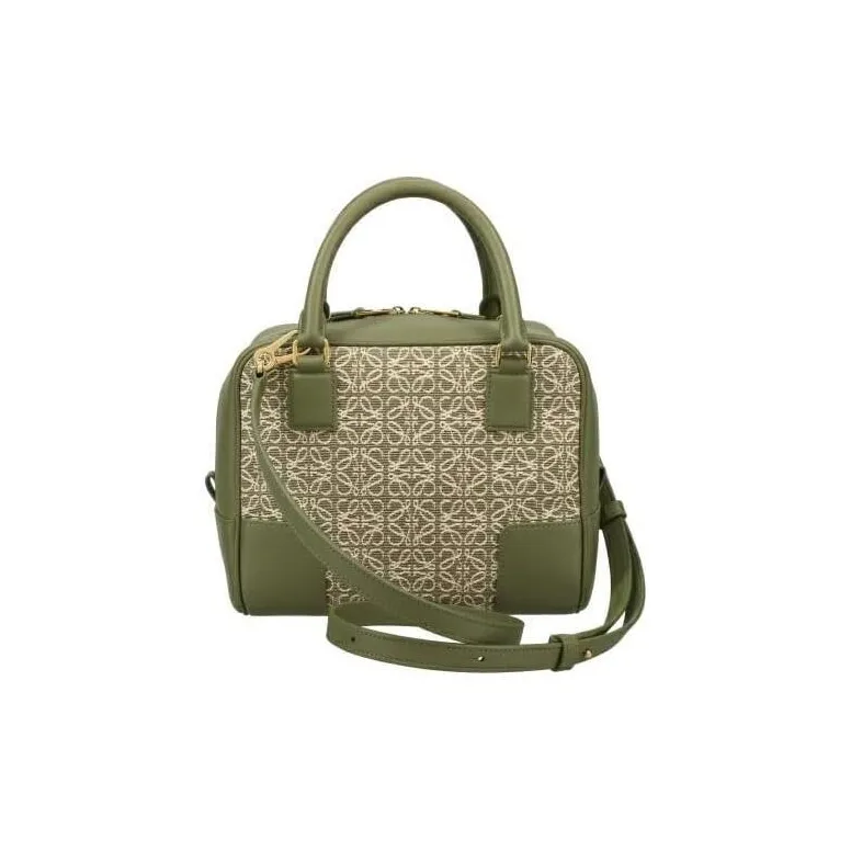 LOEWE Anagram Fabric With Calfskin Shoulder Bag, Crossbody Bag, Handbag Women's Green-2