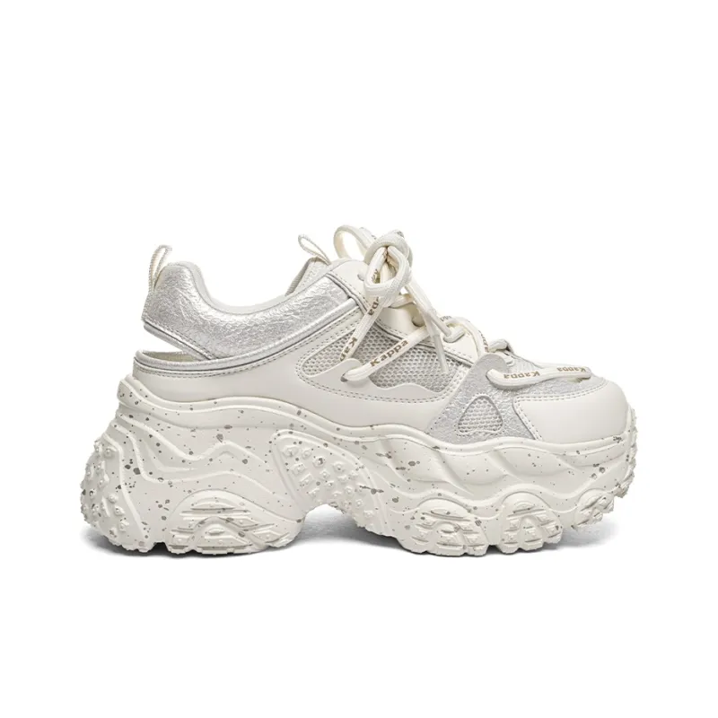 Kappa Anti Slip And Wear Resistant Height Increasing Low Top Chunky Sneakers Women's Cool Gray-1