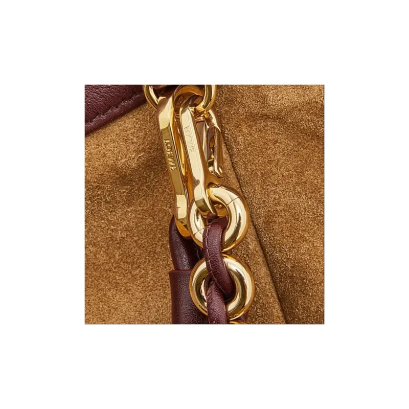 LOEWE Flamenco Sheepskin Bucket Bag Handbag Shoulder Bag Crossbody Bag Women's Deep Burgundy Red-9