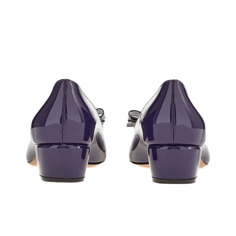 FERRAGAMO Vara Chunky Heel Mary Jane Shoes Women's Purple-2