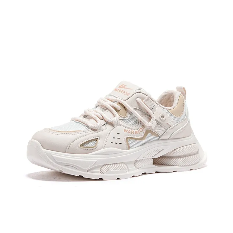 Warrior Wear Resistant Breathable Slip Resistant Low Top Chunky Sneakers Women's Beige Khaki-1