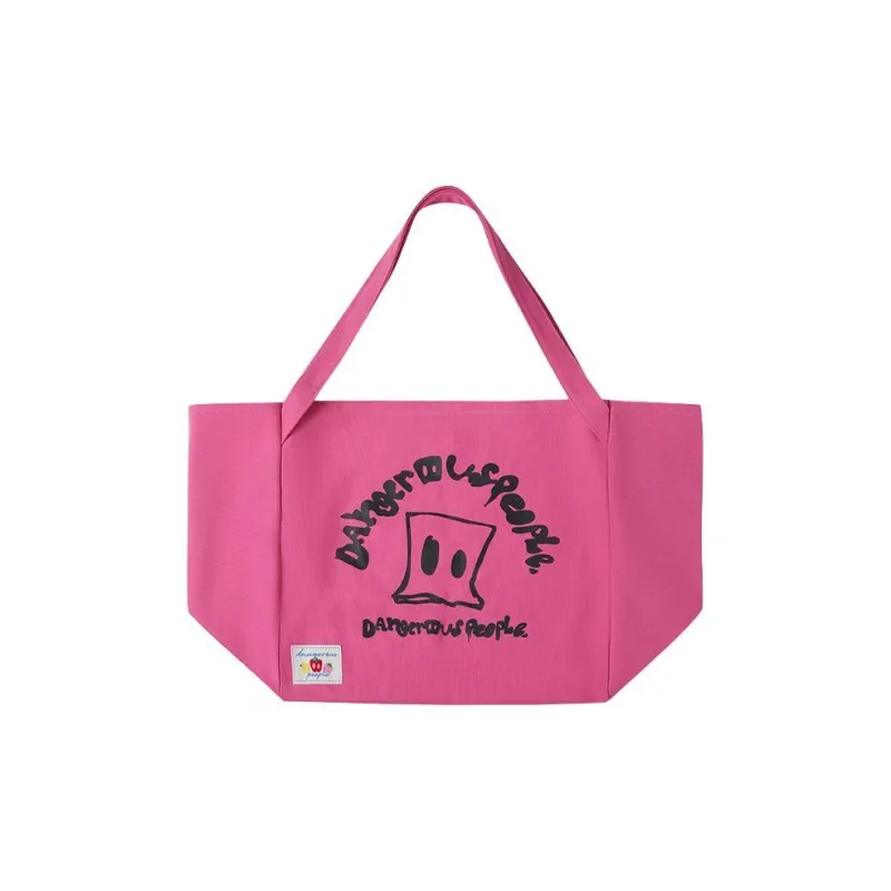 DANGEROUSPEOPLE Cotton Tote Bag, Shopping Bag, Shoulder Bag, Handbag Regular Unisex Yellow/Ecru/Green/Pink-10