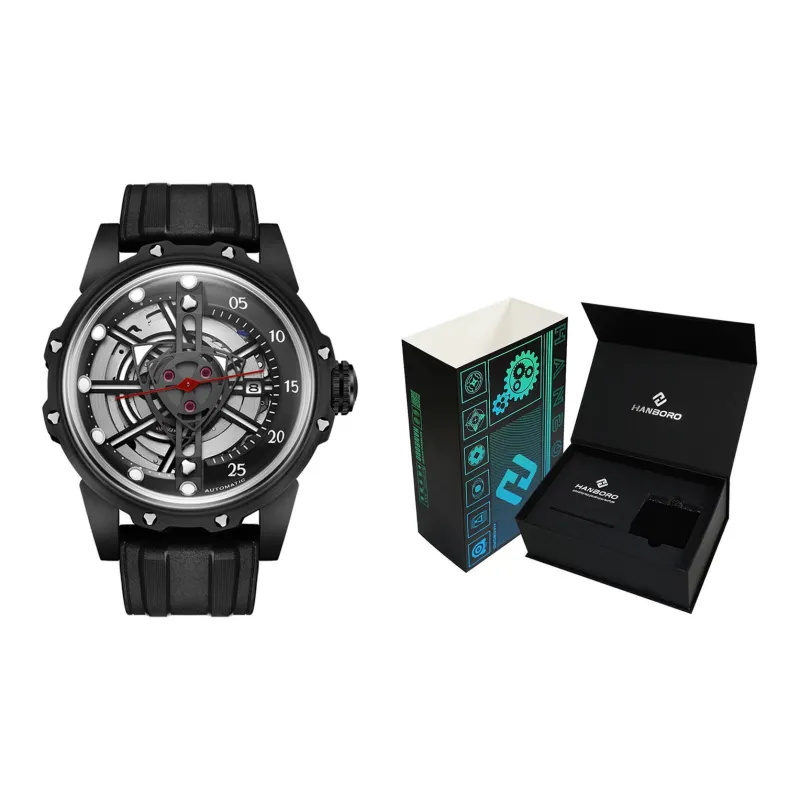 HANBORO Automatic Mechanical Movement Watch Men's Watches Black Dial HBR8857-HH-1
