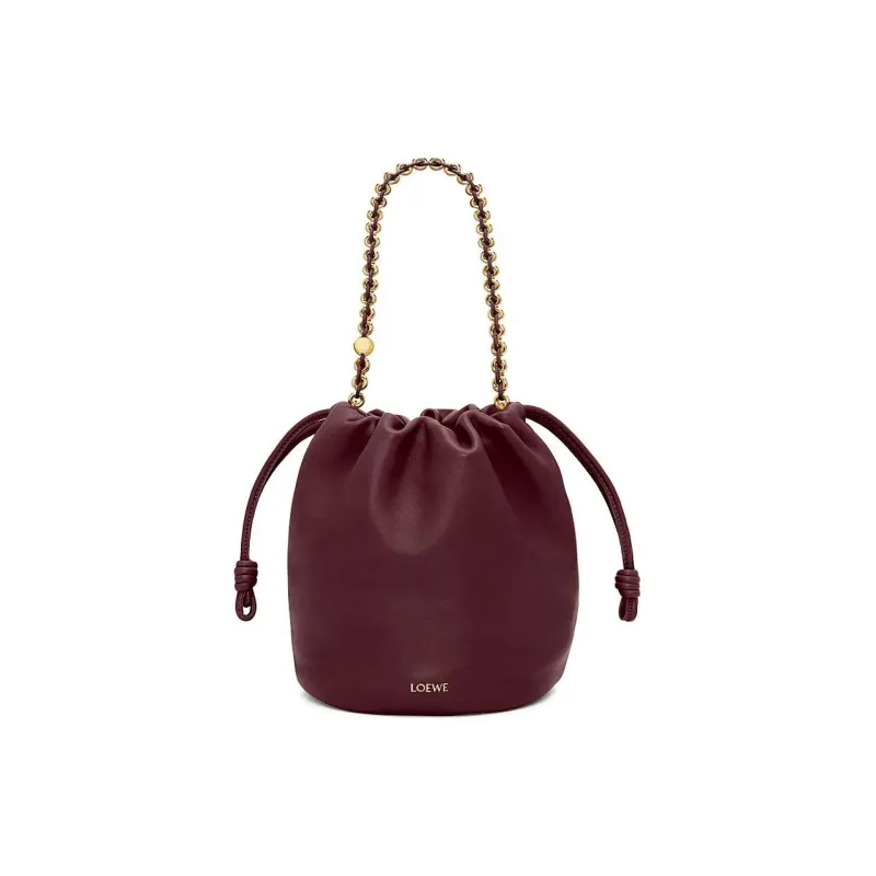 LOEWE Flamenco Sheepskin Bucket Bag Handbag Shoulder Bag Crossbody Bag Women's Deep Burgundy Red-1