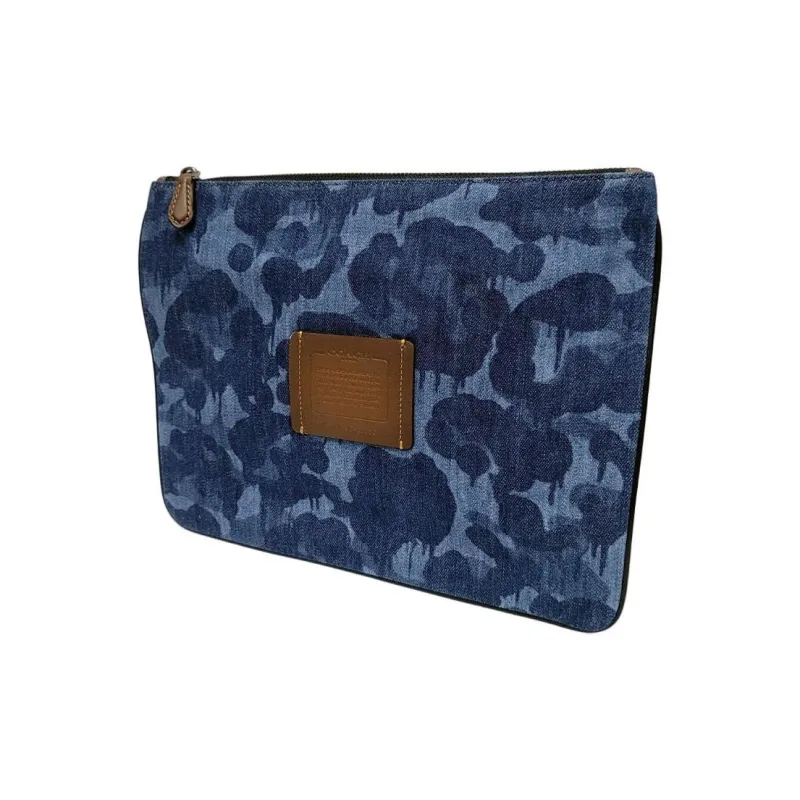 COACH Denim Clutch Large Size Men's Blue-2