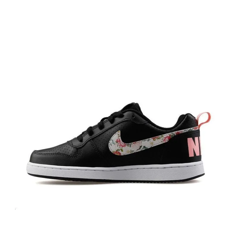 Nike Court Borough Low VF GS 'Floral Swoosh - Black'-0
