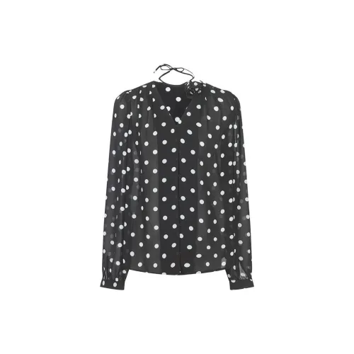 N ONE Shirts Women's Black/White Polka Dot