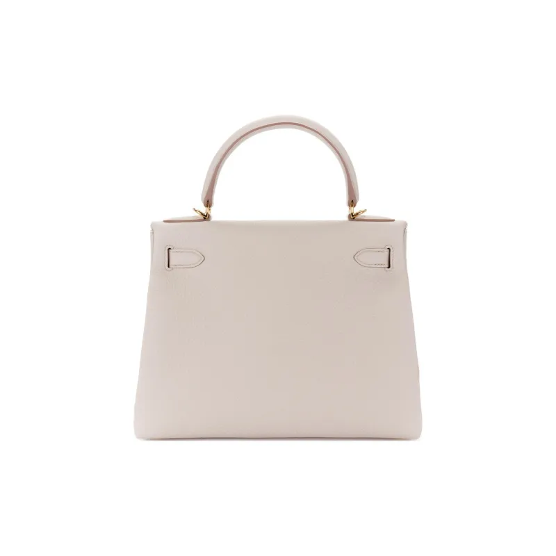 HERMES Kelly Togo Calfskin Kelly Bag Handbags Women's 8L Beton Glacier White & Concrete Gray-4