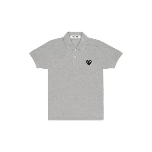 CDG Play Polo Shirts Unisex Top Gray