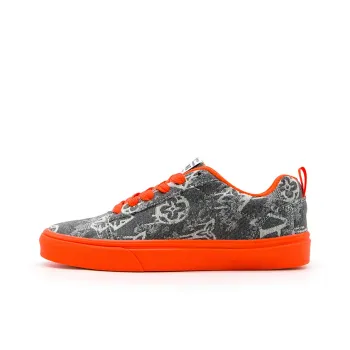 YIBONI Slip-Resistant Breathable Lightweight Low-Top Canvas Shoes Unisex Gray Orange Base