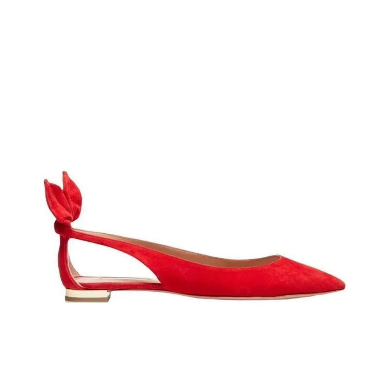 AQUAZZURA Bow Tie Suede Ballerinas-1