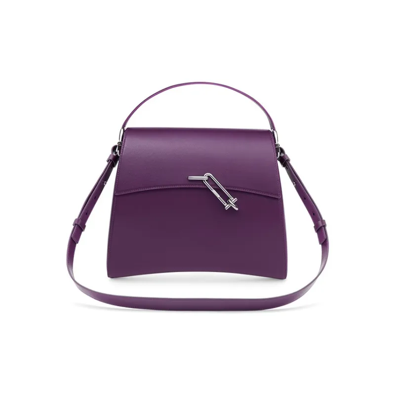 TAD FAB Smooth Cow Leather Messenger Bag One Shoulder Handbag Large Size Unisex Black/Purple/Brown-4