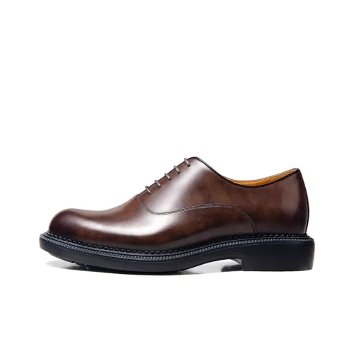 THOM WILLS Dress Shoes Men Low-Top Dark Brown Recolored