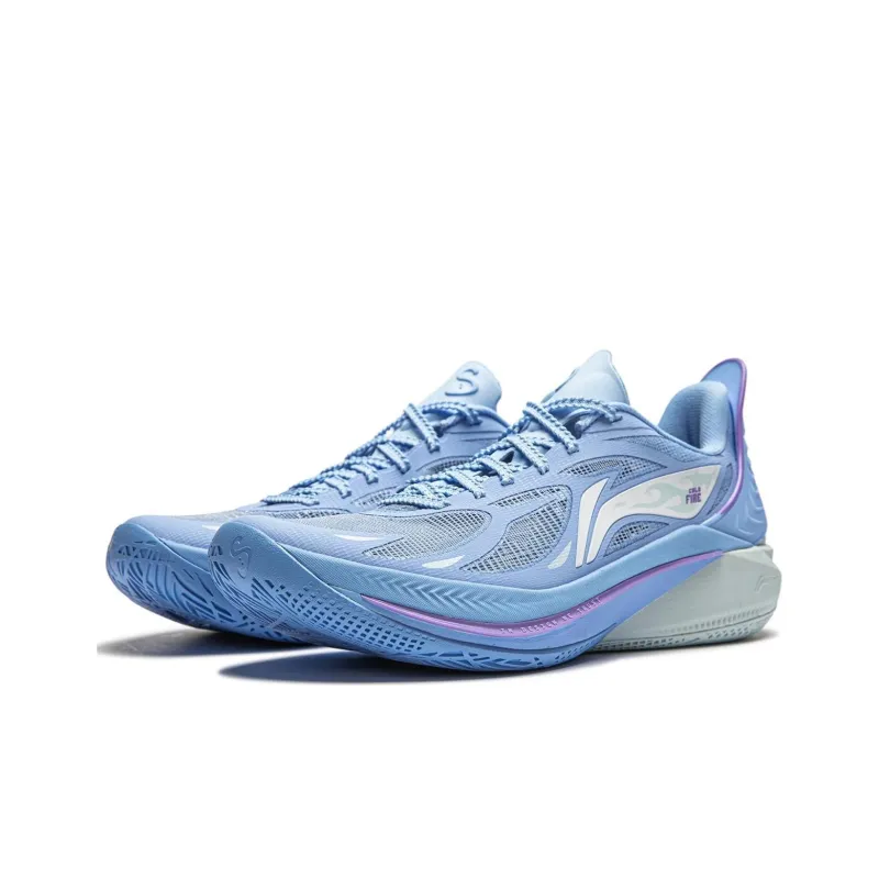 LiNing SONIC 12 Cushioning Anti Slip Wear Resistant Breathability Low Top Basketball Shoes Men's Blue-2