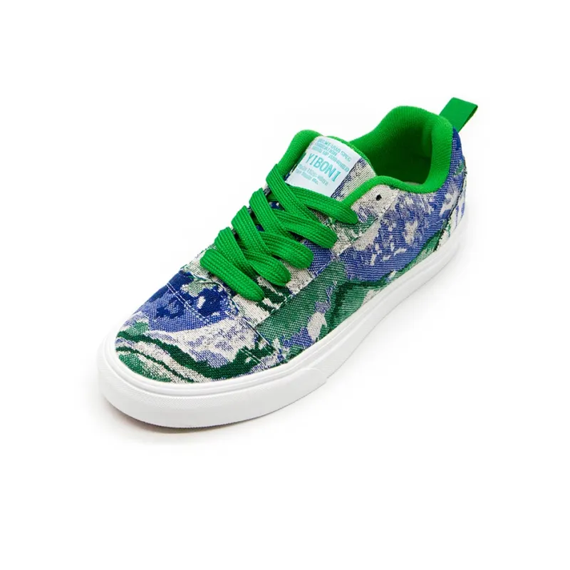 YIBONI Slip Resistant Breathable Lightweight Low Top Canvas Shoes Unisex Blue-2