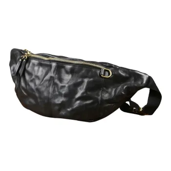 DOSRFINI Genuine Leather Vegetable Tanned Top Grain Cow Leather Sling Bag Men's