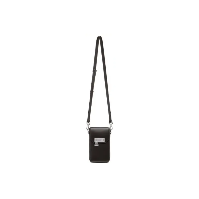 DIOR Lock Cow Leather Shoulder Bag Crossbody Bag With Cell Phone Pouch Men's Black-3