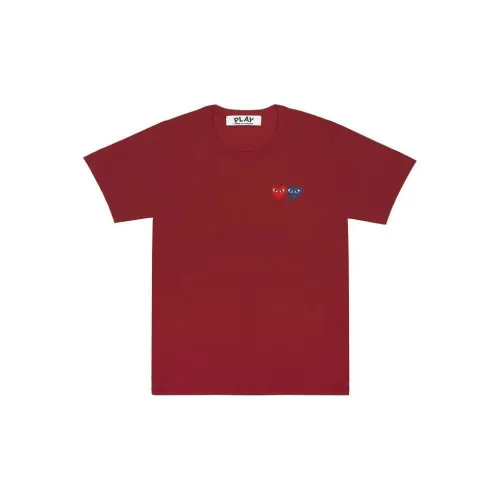 CDG Play T-Shirts Unisex Burgundy