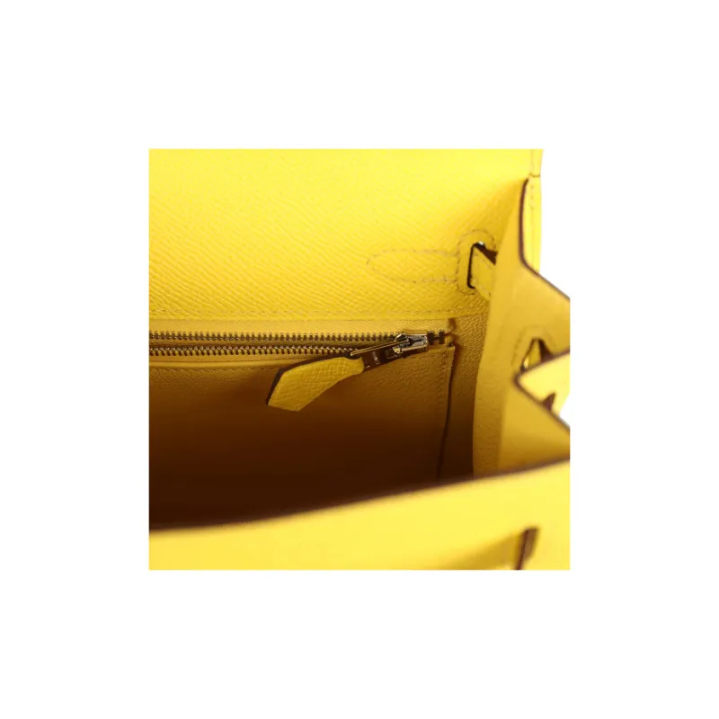 HERMES Kelly Epsom Leather Kelly Bag, One Shoulder Handbag Women's 9O Jaune De Naples Yellow-7