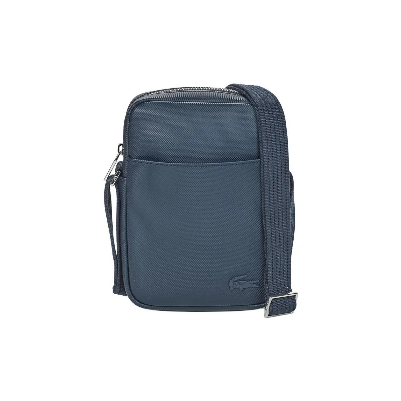 LACOSTE Recycled Canvas With Polyurethane Shoulder Bag, Crossbody Bag Men's Blue-0