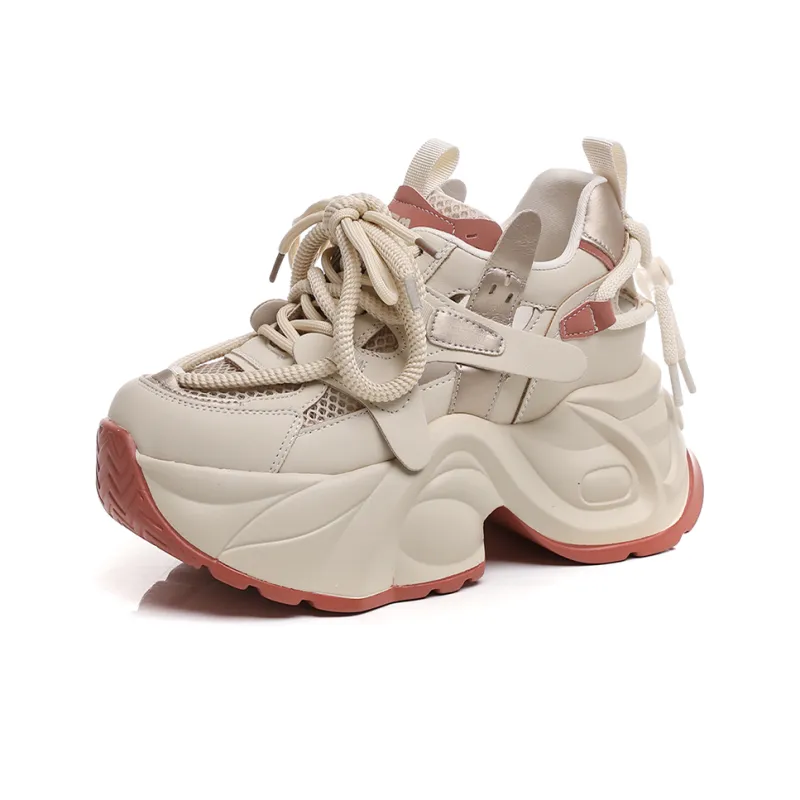NRDROFFICIAL Chunky Sneakers Women's Low Top Apricot-0
