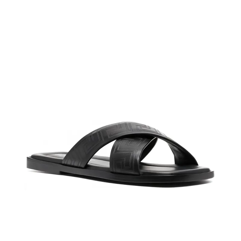 VERSACE Greca-pattern Open-toe Slides-1