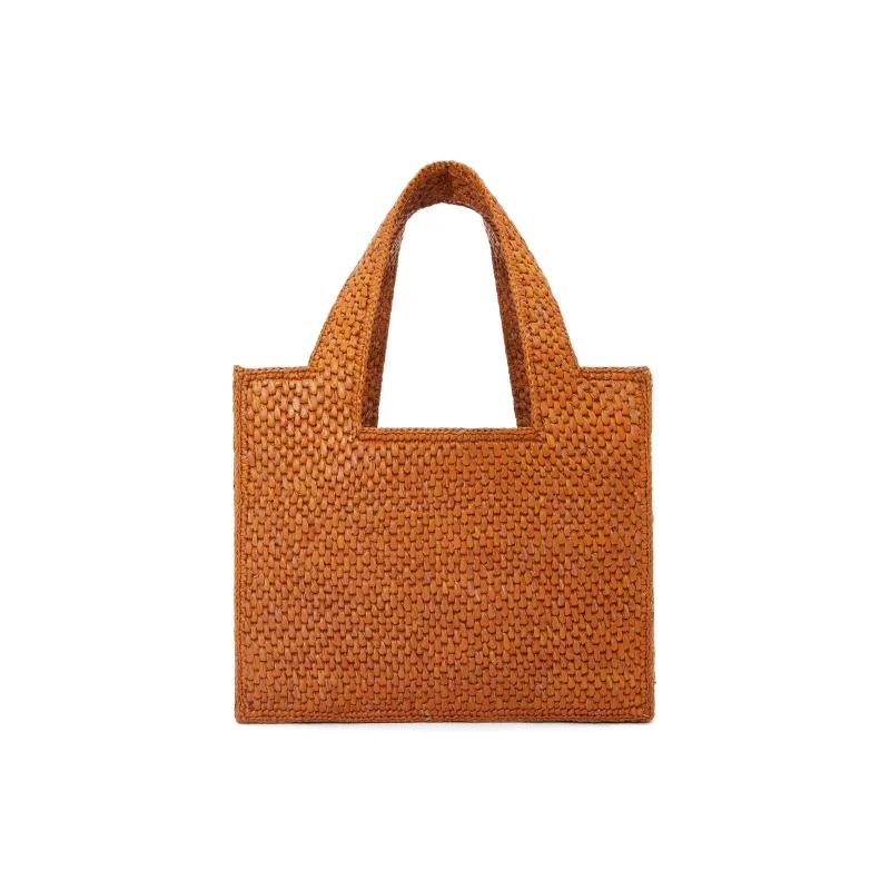 LOEWE Font Tote Raffia Tote Bag Shopping Bag Handbag Small Size Women's Honey Gold-4
