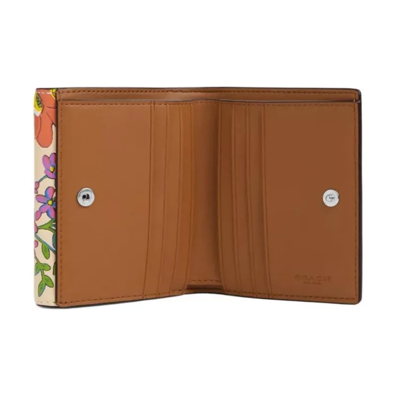 COACH Eliza Calfskin Wallet Mini Women's Silver With Ivory Multicolor-1