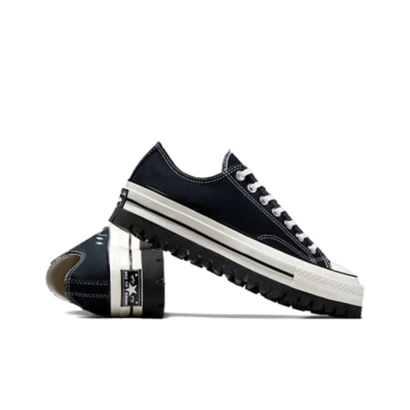 Converse Chuck 70 Lugged Anti Slip Wear Resistant Low Top Canvas Shoes Unisex Black White-3