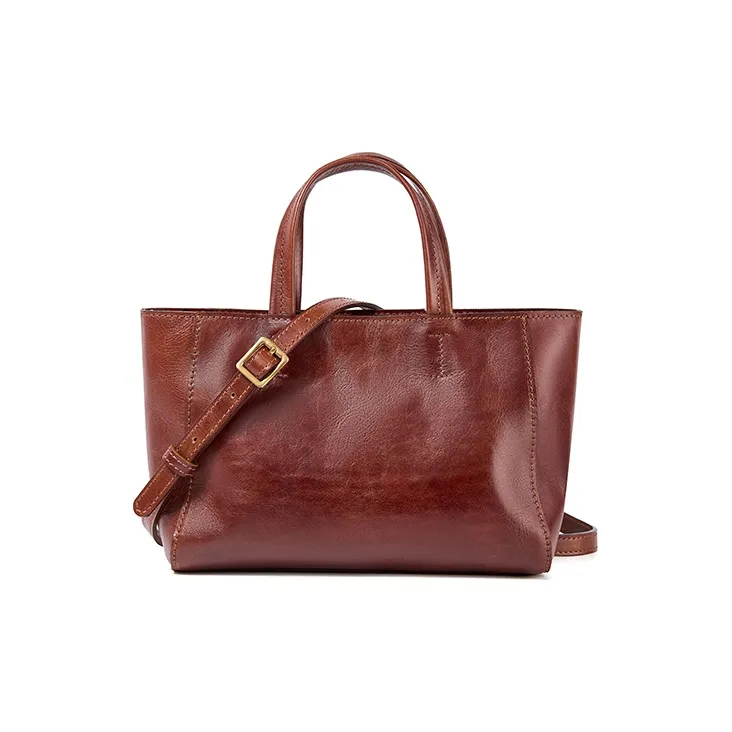 KAISER Cow Leather Handbag Medium Size Women's Sunset Yellow/Black/Brown-4