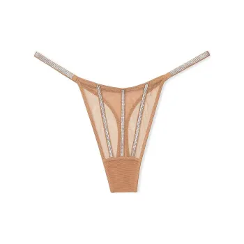 Victoria's Secret PINK VERY SEXY Sheer Shine Thong Panty/Toffee Underpants Women's 1 Pack Nude