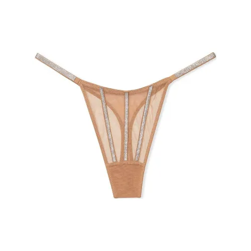 Victoria's Secret PINK VERY SEXY Sheer Shine Thong Panty/Toffee Underpants Women's 1 Pack Nude