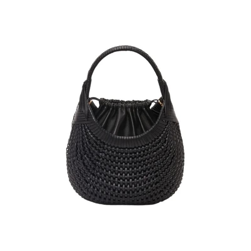 LOEWE Calfskin Woven Bag, One Shoulder, Crossbody, Portable Women's Black-4