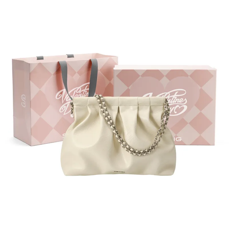 Simedin Cow Split Leather Shoulder Bag Unisex Classic Black/Milk White-7