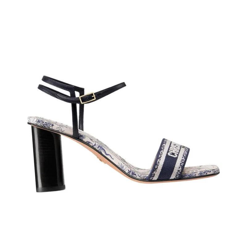 DIOR Dway One Strap Sandals 8cm Women's White Blue-1
